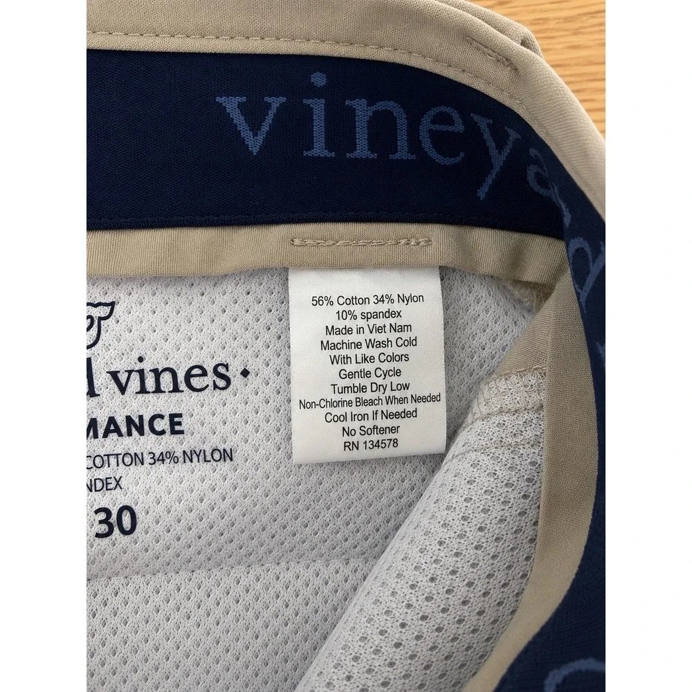 Vineyard Vines Performance Chino Pants Mens 28x30 Khaki Stretch Golf Preppy EUC